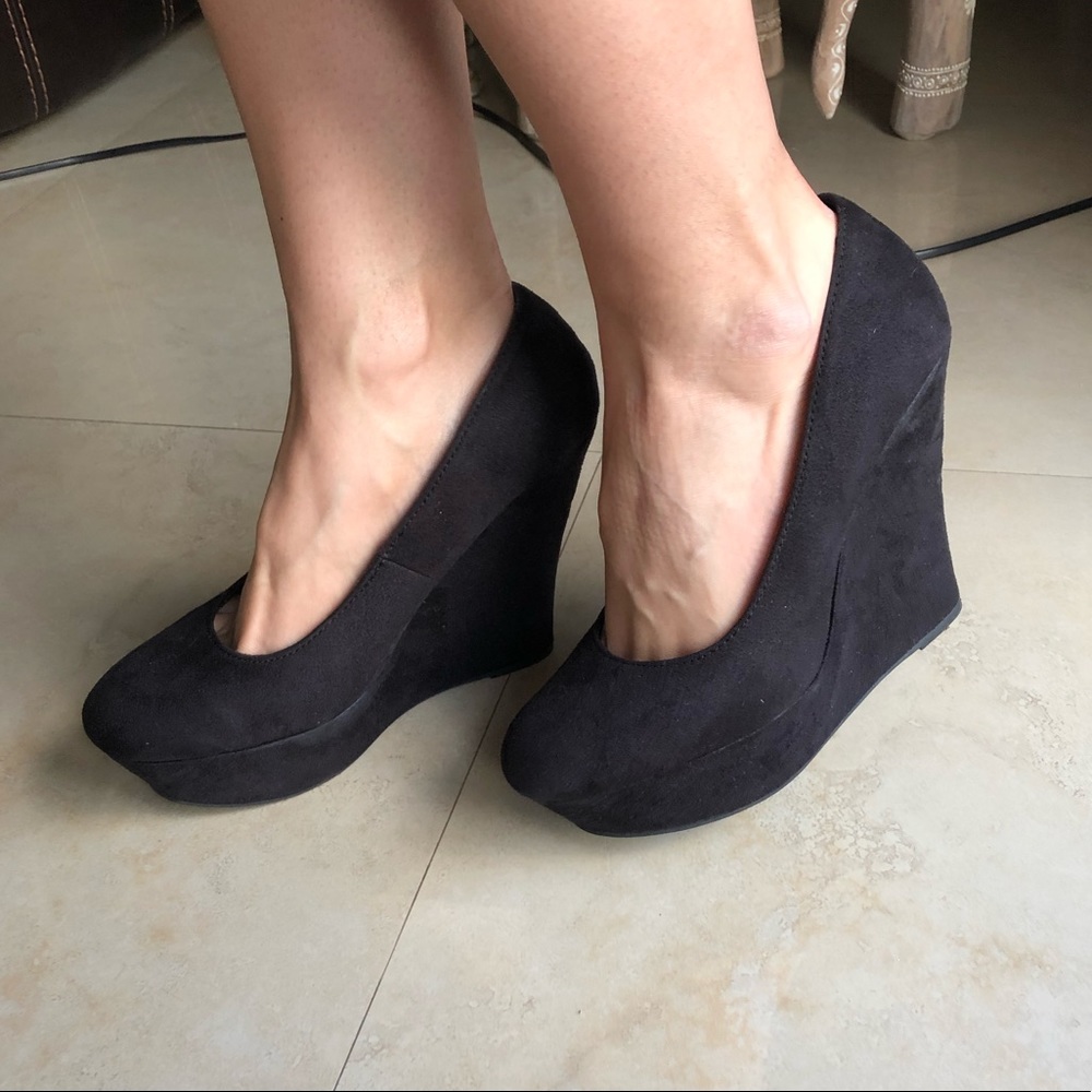 Black Suede Wedges